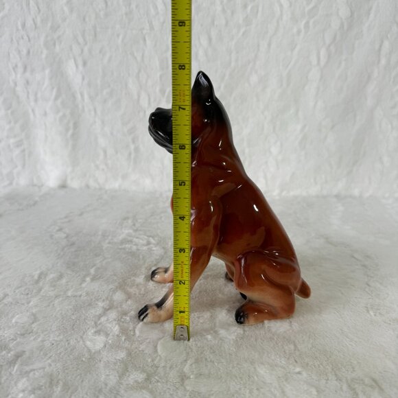 Vintage Boxer Dog Figure Ceramic Porcelain Sitting giving side eye glance - Picture 11 of 11